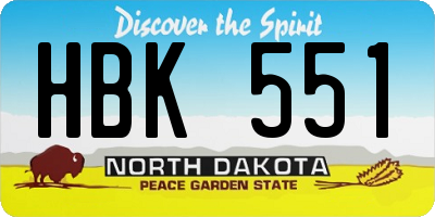 ND license plate HBK551