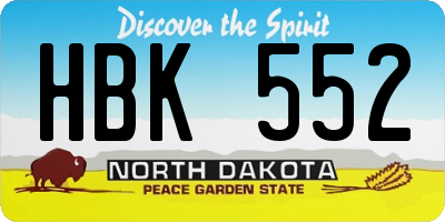 ND license plate HBK552