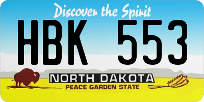 ND license plate HBK553