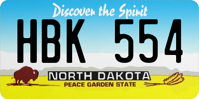 ND license plate HBK554