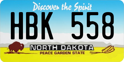 ND license plate HBK558