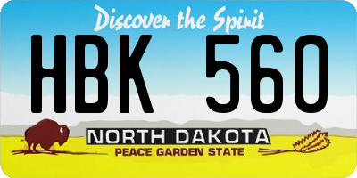 ND license plate HBK560