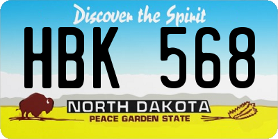 ND license plate HBK568