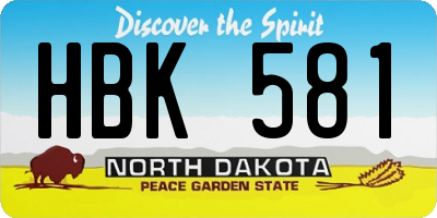 ND license plate HBK581