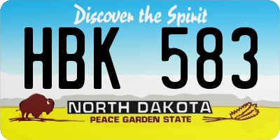 ND license plate HBK583