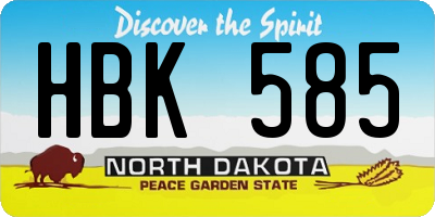 ND license plate HBK585