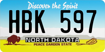 ND license plate HBK597