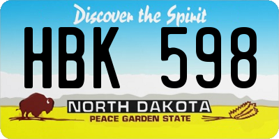 ND license plate HBK598