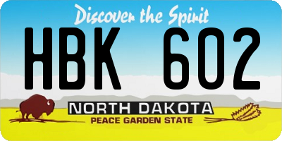 ND license plate HBK602