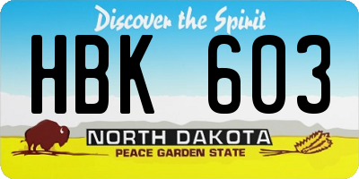 ND license plate HBK603