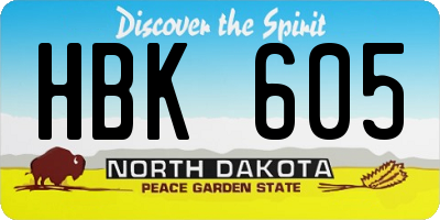 ND license plate HBK605