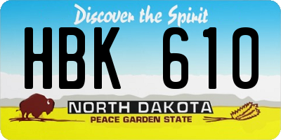 ND license plate HBK610