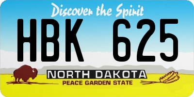 ND license plate HBK625