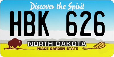 ND license plate HBK626