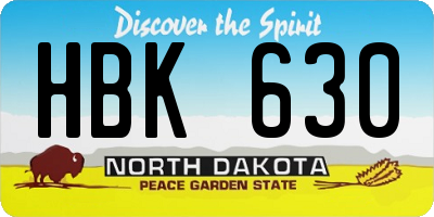 ND license plate HBK630