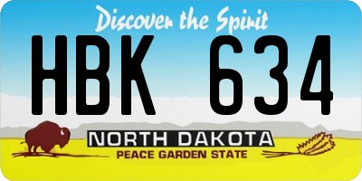 ND license plate HBK634