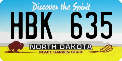 ND license plate HBK635