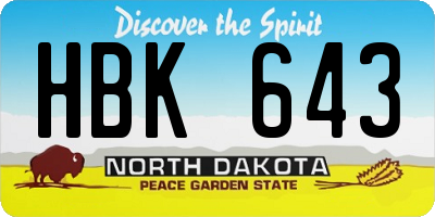 ND license plate HBK643