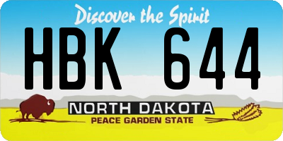 ND license plate HBK644