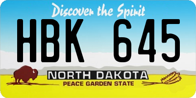 ND license plate HBK645
