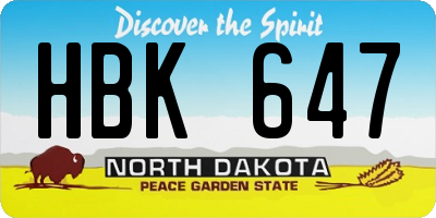 ND license plate HBK647