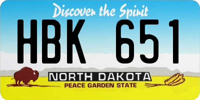 ND license plate HBK651