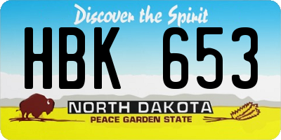 ND license plate HBK653