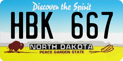 ND license plate HBK667