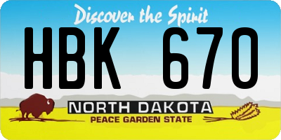 ND license plate HBK670