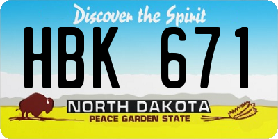 ND license plate HBK671