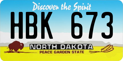 ND license plate HBK673