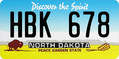 ND license plate HBK678