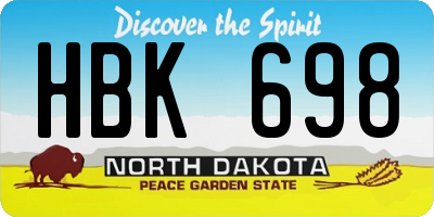 ND license plate HBK698