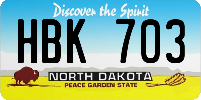 ND license plate HBK703