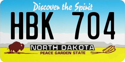 ND license plate HBK704