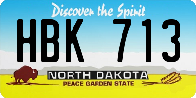 ND license plate HBK713