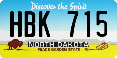 ND license plate HBK715