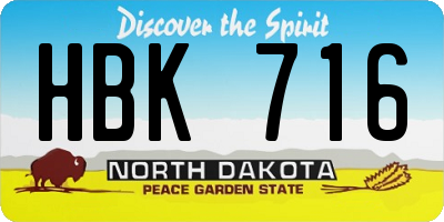 ND license plate HBK716