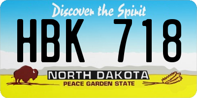 ND license plate HBK718