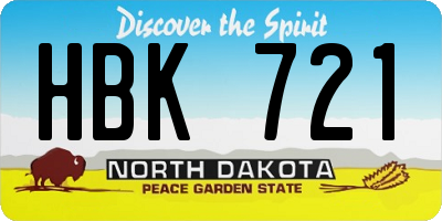 ND license plate HBK721