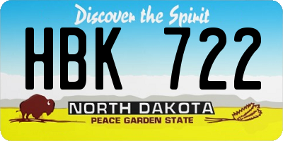 ND license plate HBK722