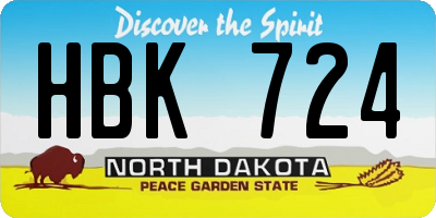 ND license plate HBK724