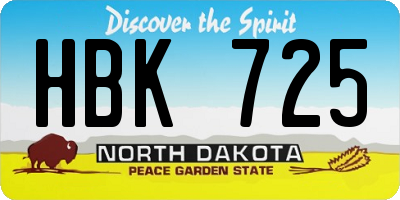 ND license plate HBK725