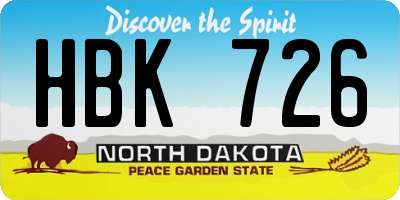 ND license plate HBK726