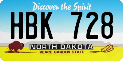 ND license plate HBK728