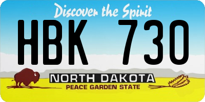 ND license plate HBK730