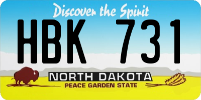 ND license plate HBK731