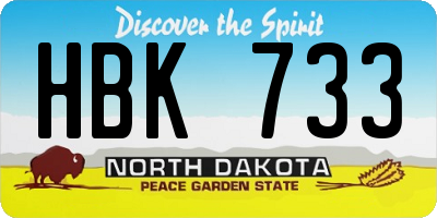 ND license plate HBK733