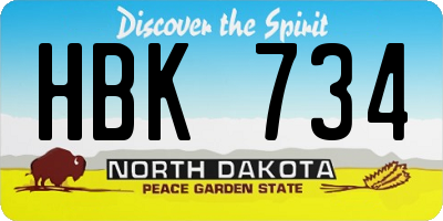 ND license plate HBK734