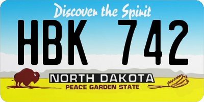 ND license plate HBK742
